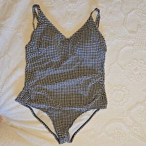Kona Sol Black and White Checkered Swimsuit
